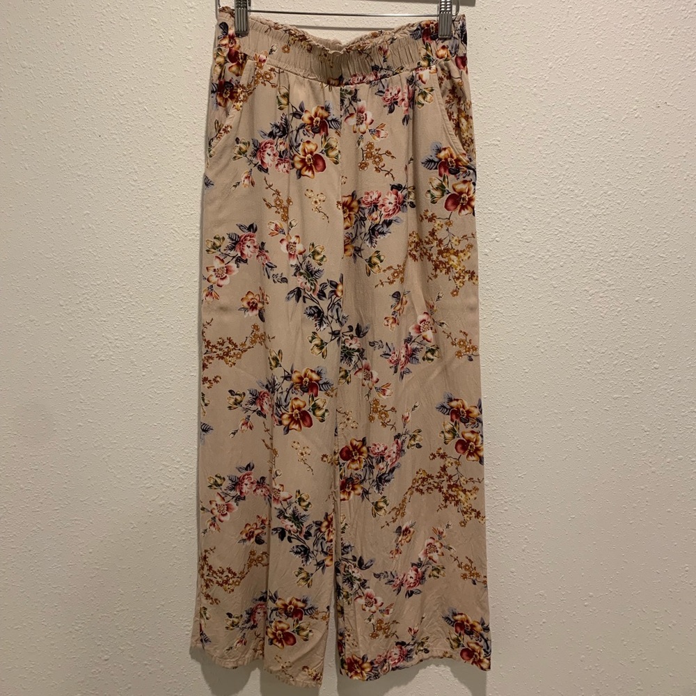 Joe B Cream Floral Wide-Leg Pants